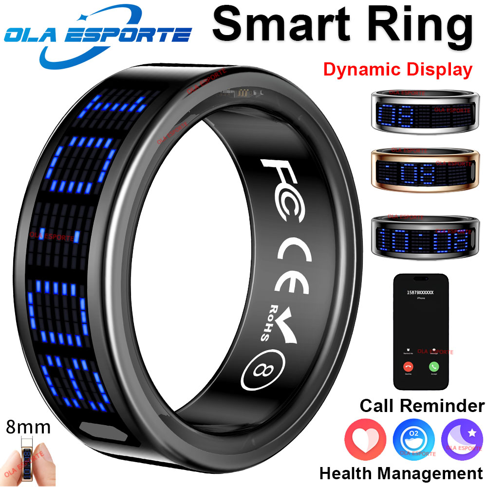 Blood Oxygen Monitor - แหวนสมาร์ท 2025 สำหรับผู้ชายและผู้หญิง หน้าจอ LED แสดงผลแบบไดนามิก